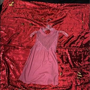 Blush colored High Neck Lace Tanktop